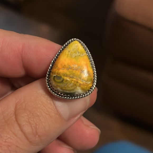 STERLING SILVER NATIVE AMERICAN SIGNED NEW HAND MADE BUMBLEBEE JASPER RING SZ 6 - Picture 11 of 11
